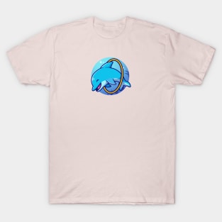 Cute Dolphin Attractions In The Sea Cartoon T-Shirt